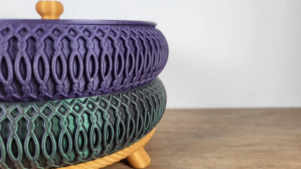 Stackable Bowl Tray - Curvy Waves 03 + Inlays