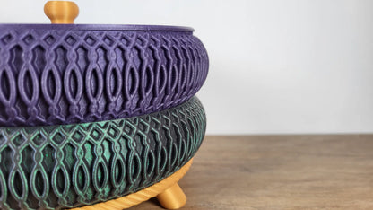 Stackable Bowl Tray - Curvy Waves 03 + Inlays