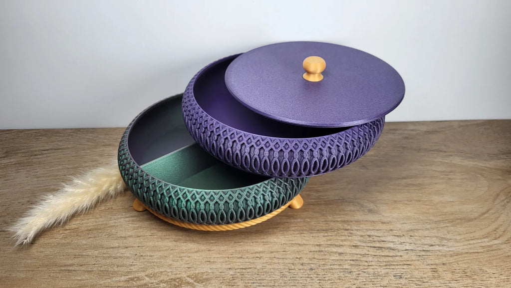Stackable Bowl Tray - Curvy Waves 03 + Inlays