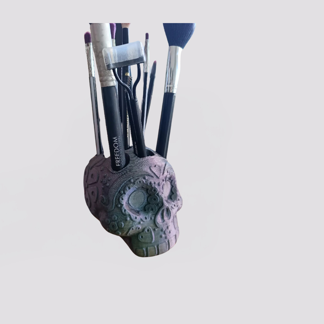 Sugar Skull Makeup brush holder